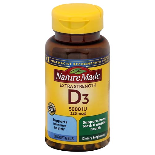 Image for Nature Made Vitamin D3, Extra Strength, Softgels,90ea from PAX PHARMACY