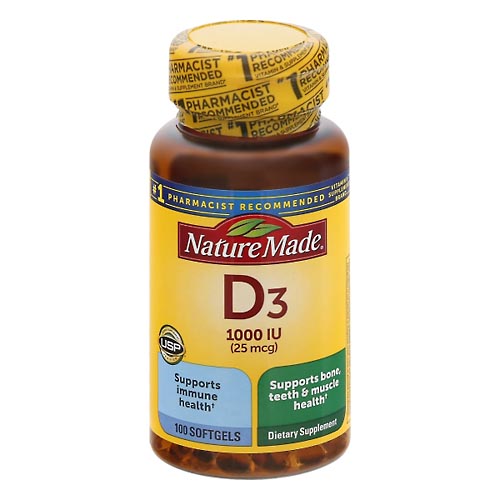 Image for Nature Made Vitamin D3, Softgels,100ea from PAX PHARMACY