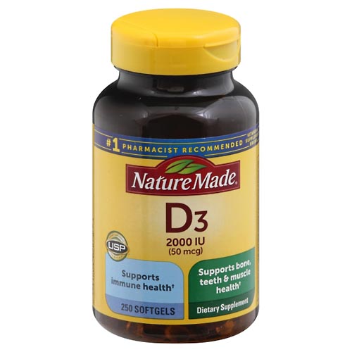 Image for Nature Made Vitamin D3, 50 mcg, Softgels,250ea from PAX PHARMACY