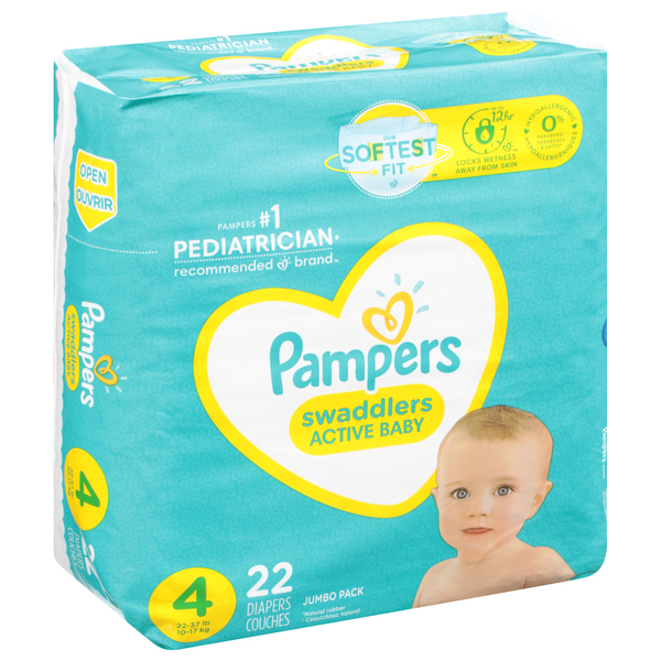 Image for Pampers Swaddlers, Diapers, 4 (22-37 lb), Jumbo Pack, 22ea from PAX PHARMACY