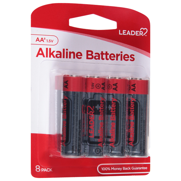 Image for Leader Batteries, Alkaline, AA, 1.5 Volt, 8 Pack, 8ea from PAX PHARMACY