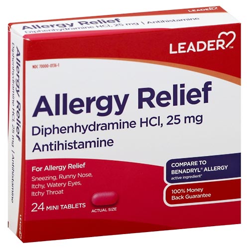 Image for Leader Allergy Relief, 25 mg, Mini Tablets,24ea from PAX PHARMACY