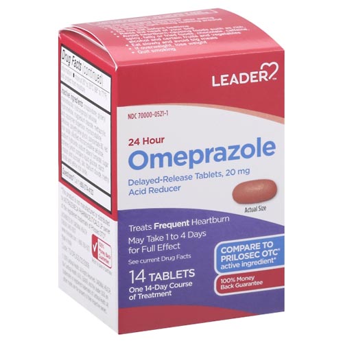 Image for Leader Omeprazole, 24 Hour, 20 mg, Delayed-Release Tablets,14ea from PAX PHARMACY