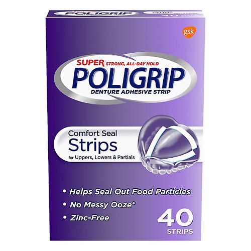 Image for Poligrip Denture Adhesive Strips, Comfort Seal, Super,40ea from PAX PHARMACY