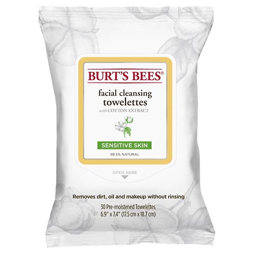 Image for Burts Bees Towelettes, Facial Cleansing, with Cotton Extract,30ea from PAX PHARMACY